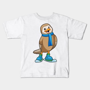 Bird as Skier with Ski & Scarf Kids T-Shirt